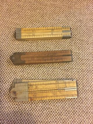 Vintage Folding Box Carpenter’s Measuring Ruler Wood/brass No.  56,  57,  & More