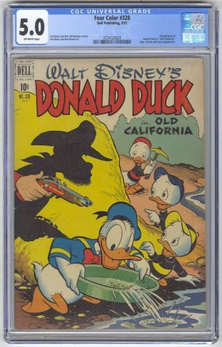 Four Color 328 Cgc 5.  0 Vintage Dell Comic Disney Donald Duck Old California