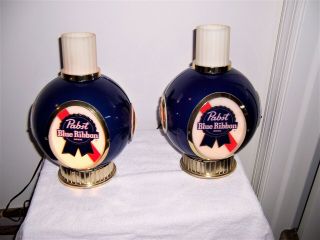 Vintage Pair Pabst Blue Ribbon Beer Light Wall Sconce In