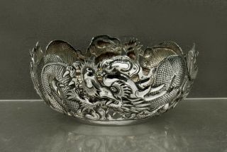 Chinese Export Silver Dragon Bowls  C1890 Wang Hing