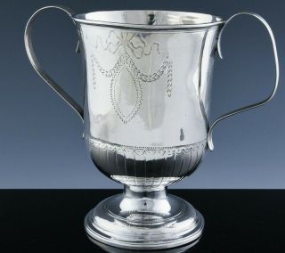 Fine 1765 Georgian Sheffield English Sterling Silver Twin Handle Loving Cup Vase