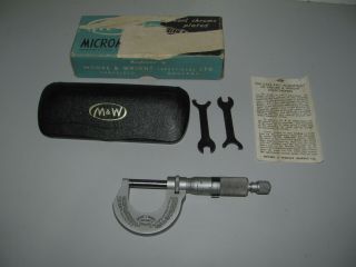 Vintage Moore & Wright Micrometer No961b Made In Sheffield England Box & Case