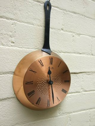Vintage German Mauthe Electric Copper Frypan Wall Clock Kitchen Clock 70 