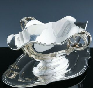 Fine Large C1880 Antique French 950 Sterling Silver Sauce Gravy Boat W Drip Tray