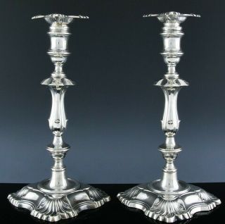 Large C1924 Art Deco Georgian Design English Sterling Silver Candlesticks