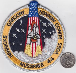 Us Nasa Space Ship Patch Shuttle Flight Astronaut Mission Musgrave 44 Voss Runco