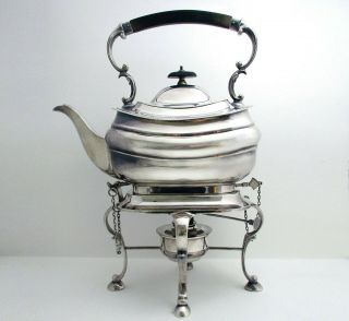 Top Quality Antique Victorian Silver Plated Spirit Kettle Tea Pot Stand Burner