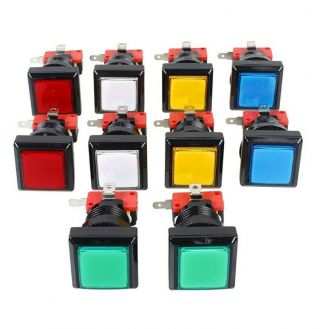 10xarcade 33mm Square Shape Led Illuminated Push Buttons For Acade Game Mame 12v