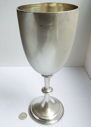 Large 9 " Heavy English Antique 1887 Sterling Silver Wine Goblet