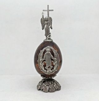 Rare Russian Imperial 84 Silver Amber Easter Egg Icon