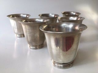 Tane Six Piece Sterling Silver Cup Set Mexico Mid Century Large Heavy Cond.