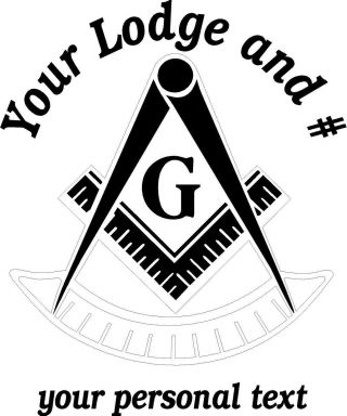 White Vinyl Decal Masonic Emblem Past Master Lodge Name Number Personalized