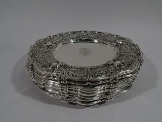 Shreve Adam Plates - 3728 - Antique Dinner Chargers American Sterling Silver
