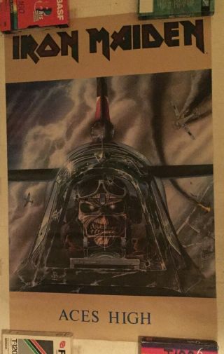 Vintage 1985 Iron Maiden Aces High Poster Rock Heavy Metal Derek Riggs