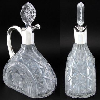 Antique Continental.  800 (nearly sterling) Silver & Cut Crystal 9.  5 