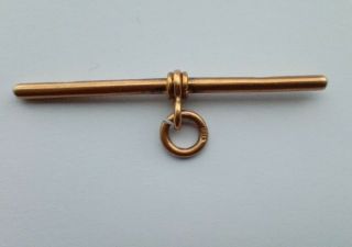 Rare Antique Solid 18ct Gold T Bar & Ring 3.  5g - For A Gold Pocket Watch Chain