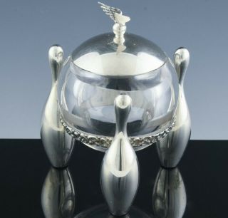 RARE 1880 GORHAM Co STERLING SILVER & GLASS BOWLING PIN BALL FIGURAL INKWELL 4