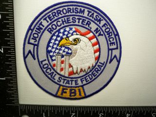 Federal Fbi Rochester,  Ny Police Jttf Patch Sml Var.  Nysp Mcso Wny Terrorism Tf