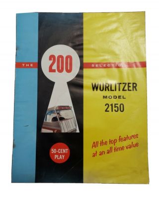 Vintage Wurlitzer Model 2150 Jukebox Sales Brochure