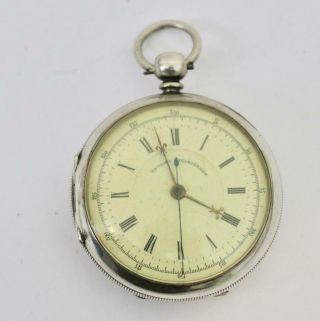 Large Antique Solid Silver Patent Chronograph Gents Pocket Watch A Bit