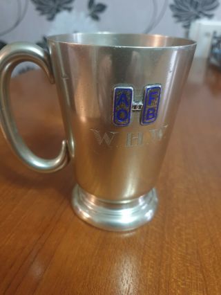 Ancient Order Of Froth Blowers 1/2 Pint Tankard Silver Plated.