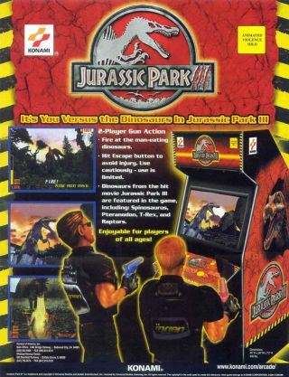 JURASSIC PARK III Arcade FLYER 2001 Video Game Promo Art JP 3 Konami 2