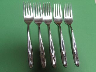 Set Of 5 Reed And Barton Sculpture Sterling Silver Salad Fork Mid Century