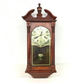 Vintage Belvedere Chiming Wall Clock Wooden 31 Days Key 454
