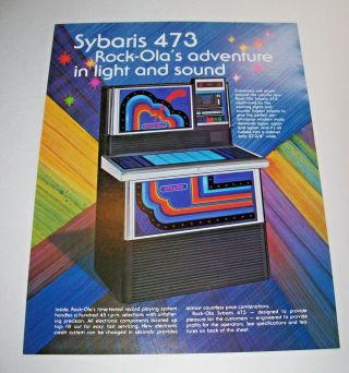 Rock Ola Sybaris 473 1978 Jukebox Phonograph Music Promo Sales Flyer