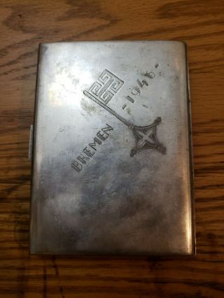 German WWII Vintage Sterling Silver Bremen Enclave Cigarette Case 2
