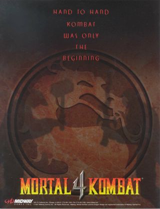 Mortal Kombat 4 Arcade Flyer 1997 Midway Nos Video Game Art Sheet Mk4