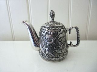 Rare Old Anglo - India Silver Miniature Tea Pot