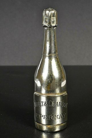 8cm 1890 Antique Silver Plated Moet & Chandon Champagne Bottle Pepper Pepperette