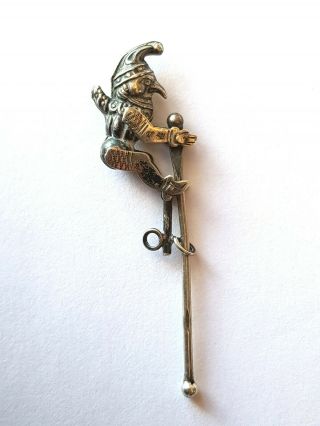ANTIQUE/VINTAGE - MINIATURE SOLID SILVER PUNCH&JUDY - PUNCH MECHANICAL FOB TOY 2
