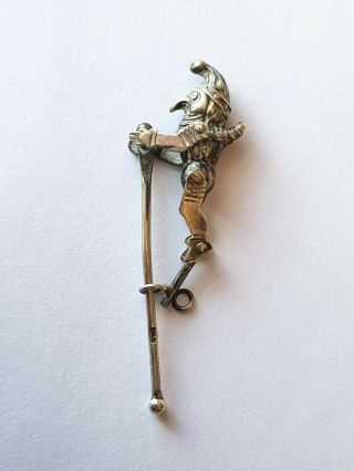 ANTIQUE/VINTAGE - MINIATURE SOLID SILVER PUNCH&JUDY - PUNCH MECHANICAL FOB TOY 3
