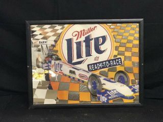Vintage Miller Lite Ready To Race Car Man Cave Mirror Sign 25.  5 X 19.  75