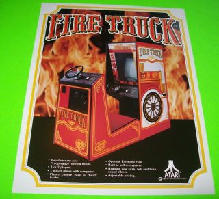 Atari 1978 Fire Truck Nos Retro Classic Video Arcade Game Sales Flyer