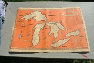Vtg Shipwreck Chart Of The Great Lakes Published 1977