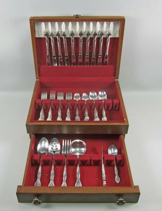 62pc Set Of Oneida/community Silver Affection Silver Plate Flatware Svc/10