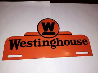 Westinghouse Porcelain Sign License Plate Topper Vintage Advertising