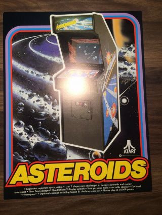 Vintage Atari Asteroids Arcade Machine Game Flyer