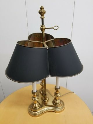 Vintage Brass 3 Candlestick Bouillotte Lamp With Metal Shade Frederick Cooper