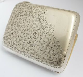 Fine Heavy Decorative English Antique 1908 Sterling Silver Cigarette Case