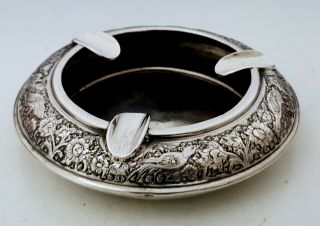Antique Persian Style Middle Eastern Islamic Signed Solid Silver Ashtray 112g