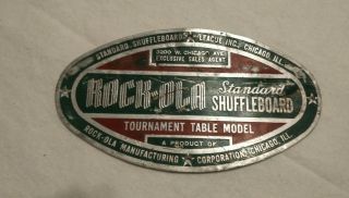 Vintage Metal Plate For Rock - Ola Standard Shuffleboard Tournament Table Model