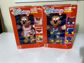 Vintage 1989 Disney Mattel Mickey Mouse & Minnie Learn To Dress 14 " Orig Box