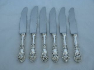 Set Of 6 Reed & Barton Sterling Silver French Renaissance Luncheon Knives Sv - 35
