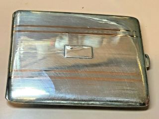Vintage Solid Sterling W/14k Gold Inlay Cigarette Case 81g - No Mono