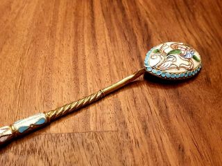 Very sweet Russian silver enamel tea spoon 84, 2