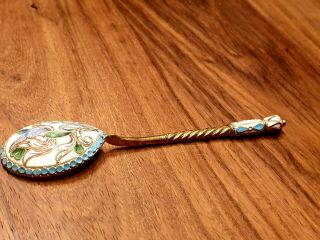 Very sweet Russian silver enamel tea spoon 84, 3